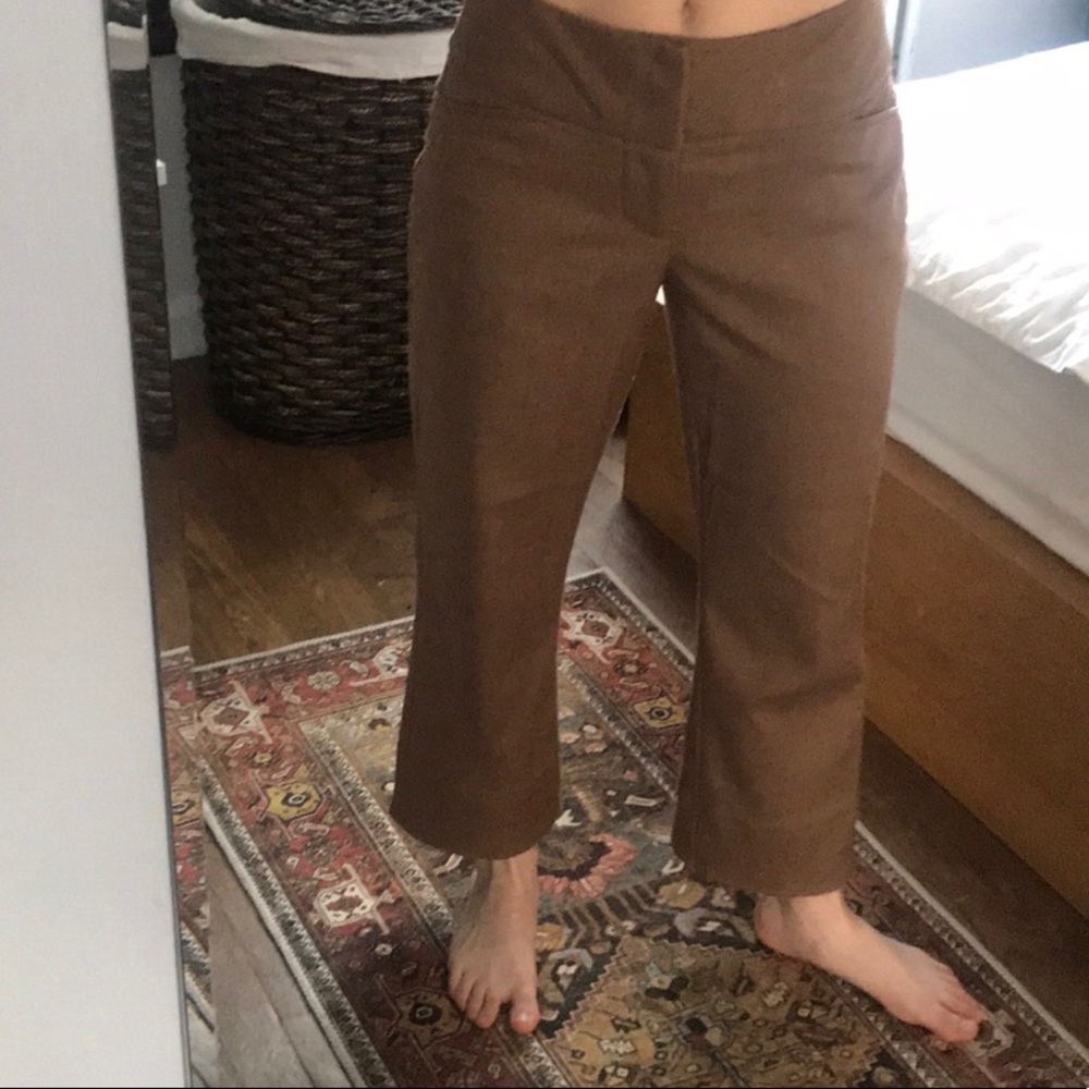 Elle cropped wide leg dark camel dress pant